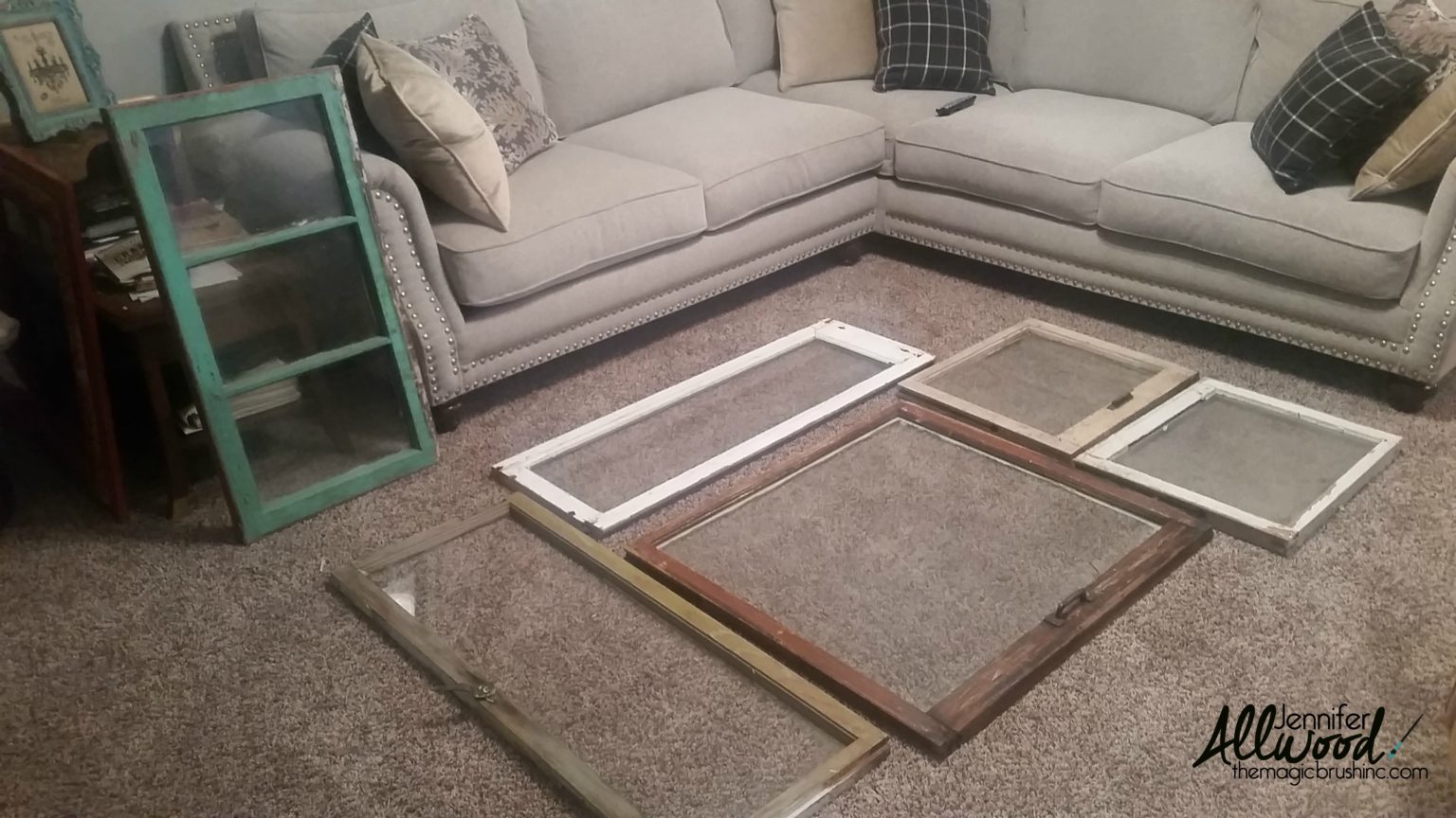 A gallery wall of old windows design, layout and installation