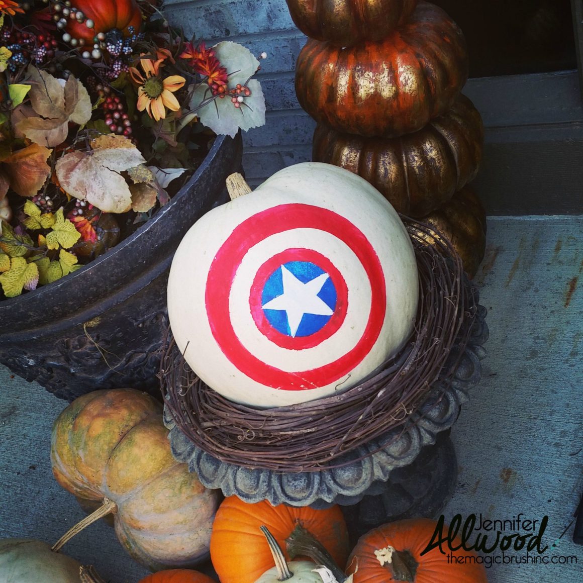 A Captain America Pumpkin for your favorite superhero