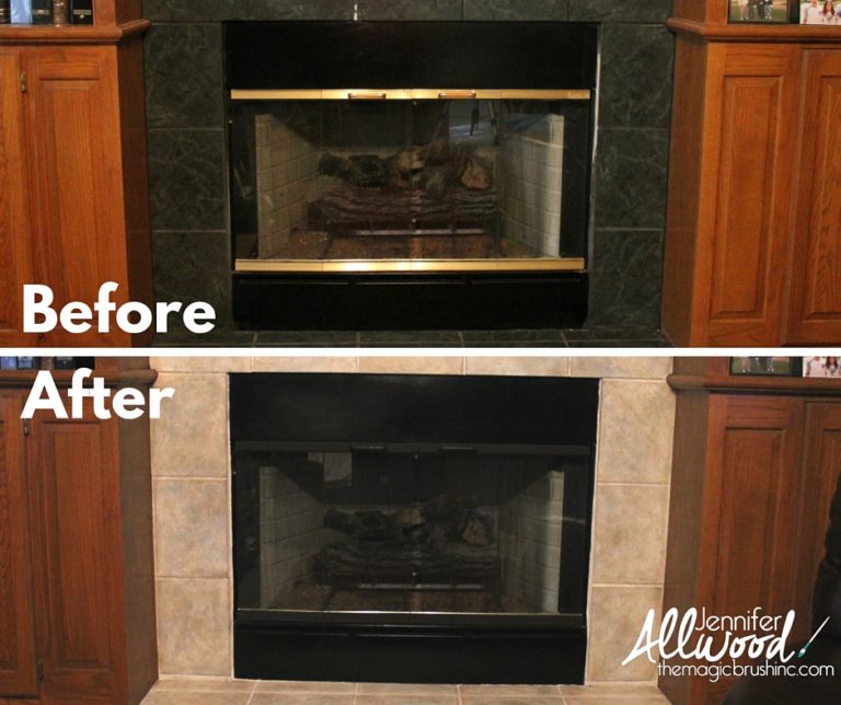 Fireplace Tile can be painted to completely update your Living Room