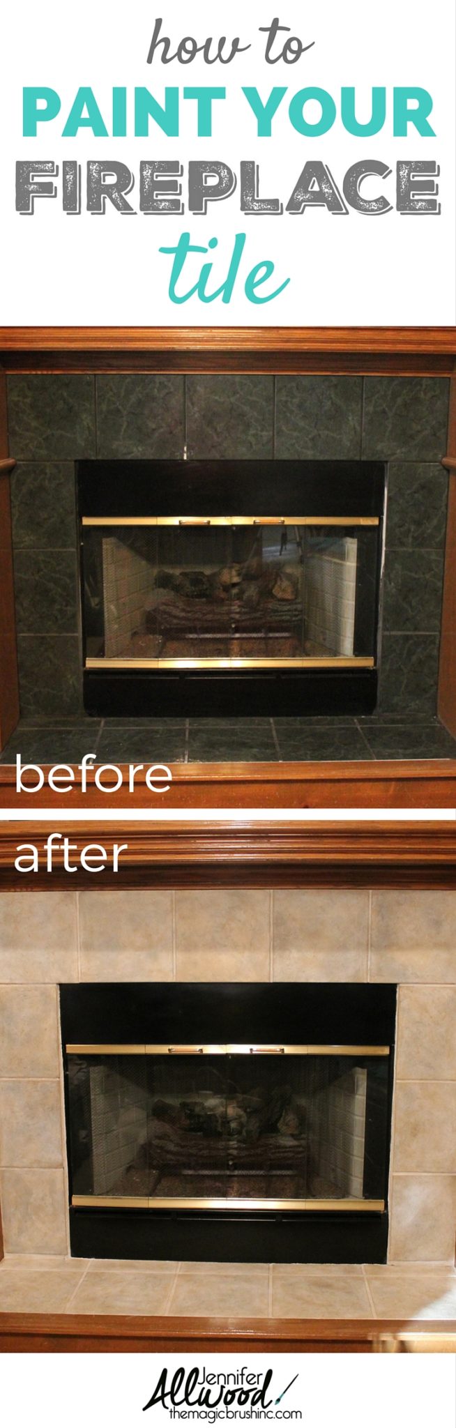 Fireplace Tile can be painted to completely update your Living Room