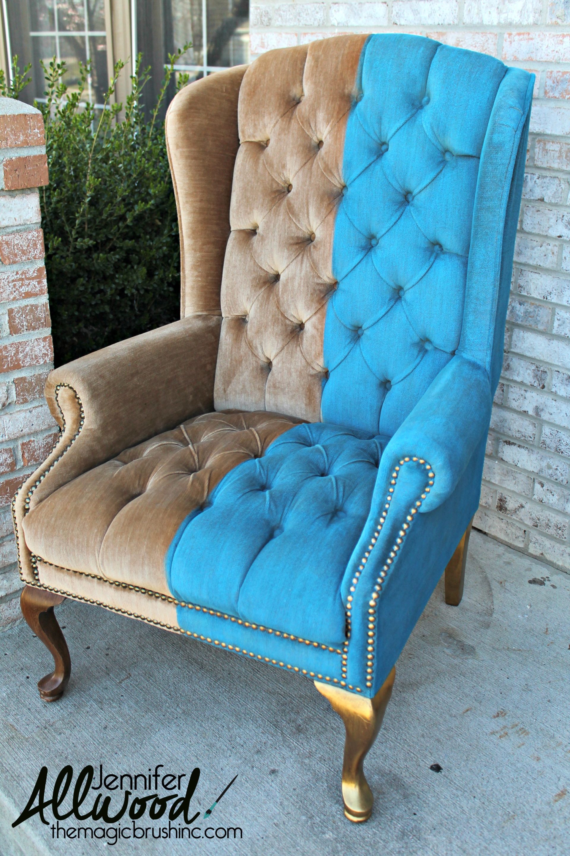Paint Velvet Fabric A Chair Makeover The Magic Brush Inc - How To Dye Furniture Fabric