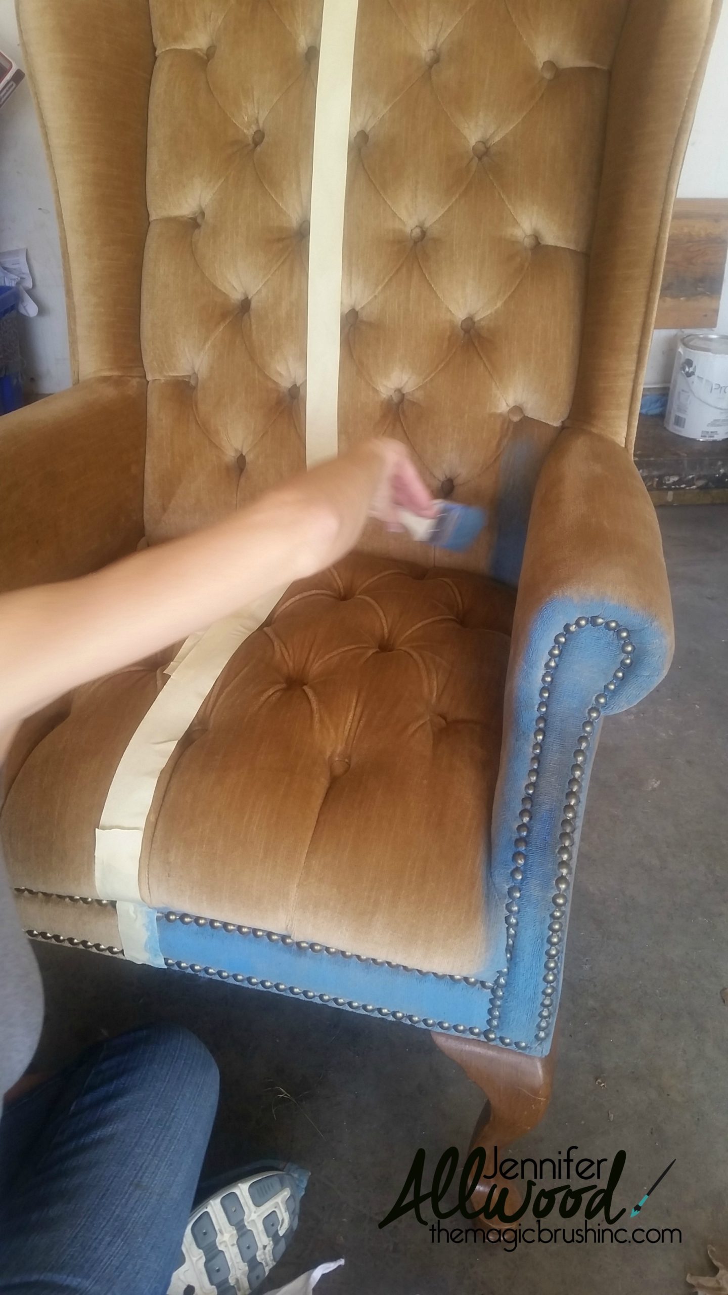 Paint Velvet Fabric A Chair Makeover The Magic Brush Inc.