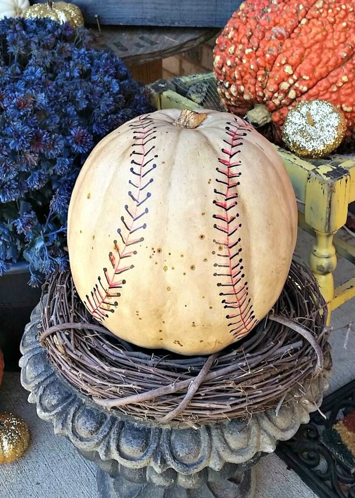 baseball-pumpkin-fall-decorating-ideas-for-sports-fans-the-magic-brush