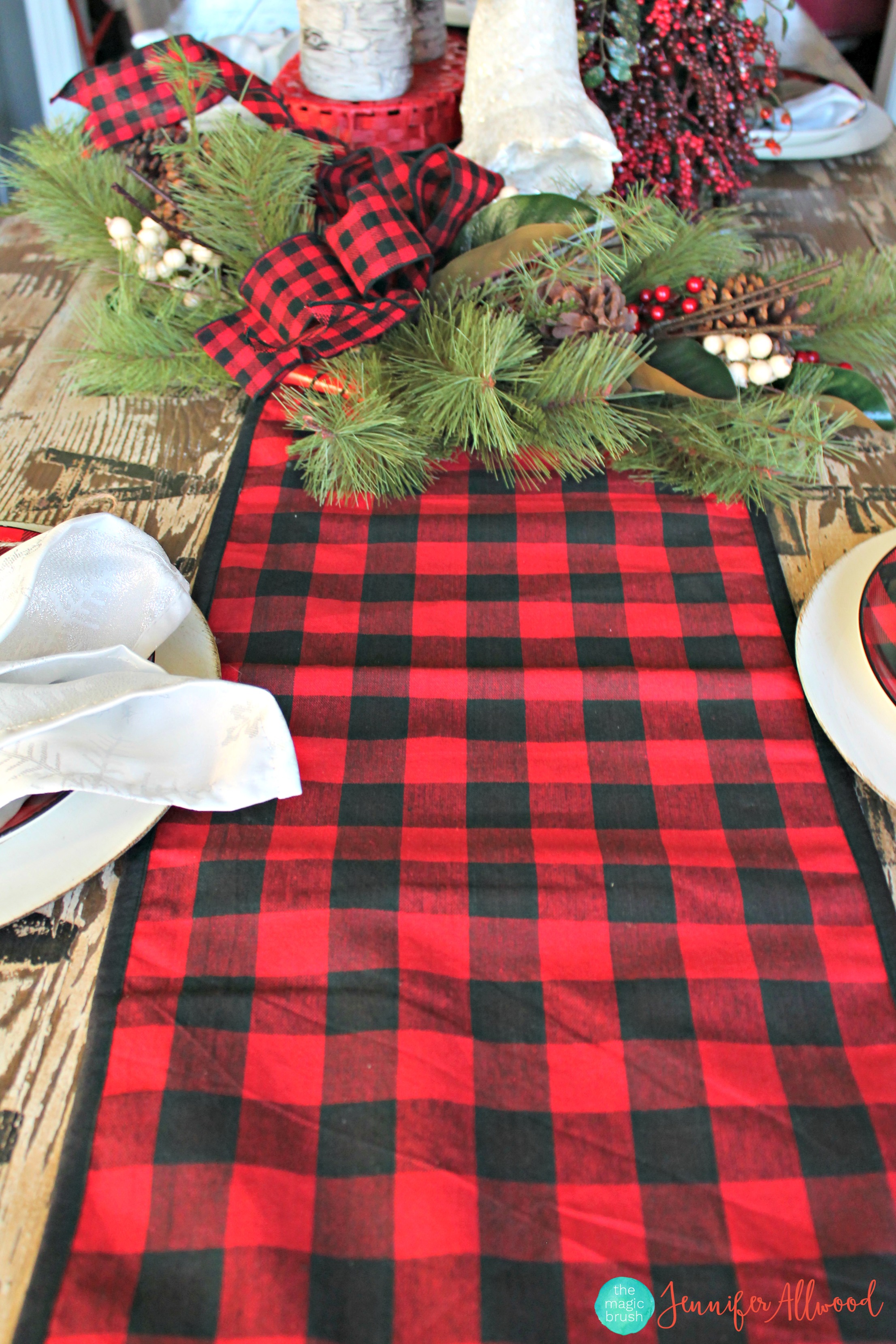 Buffalo Check Tablescape for less than 100 from Hobby Lobby