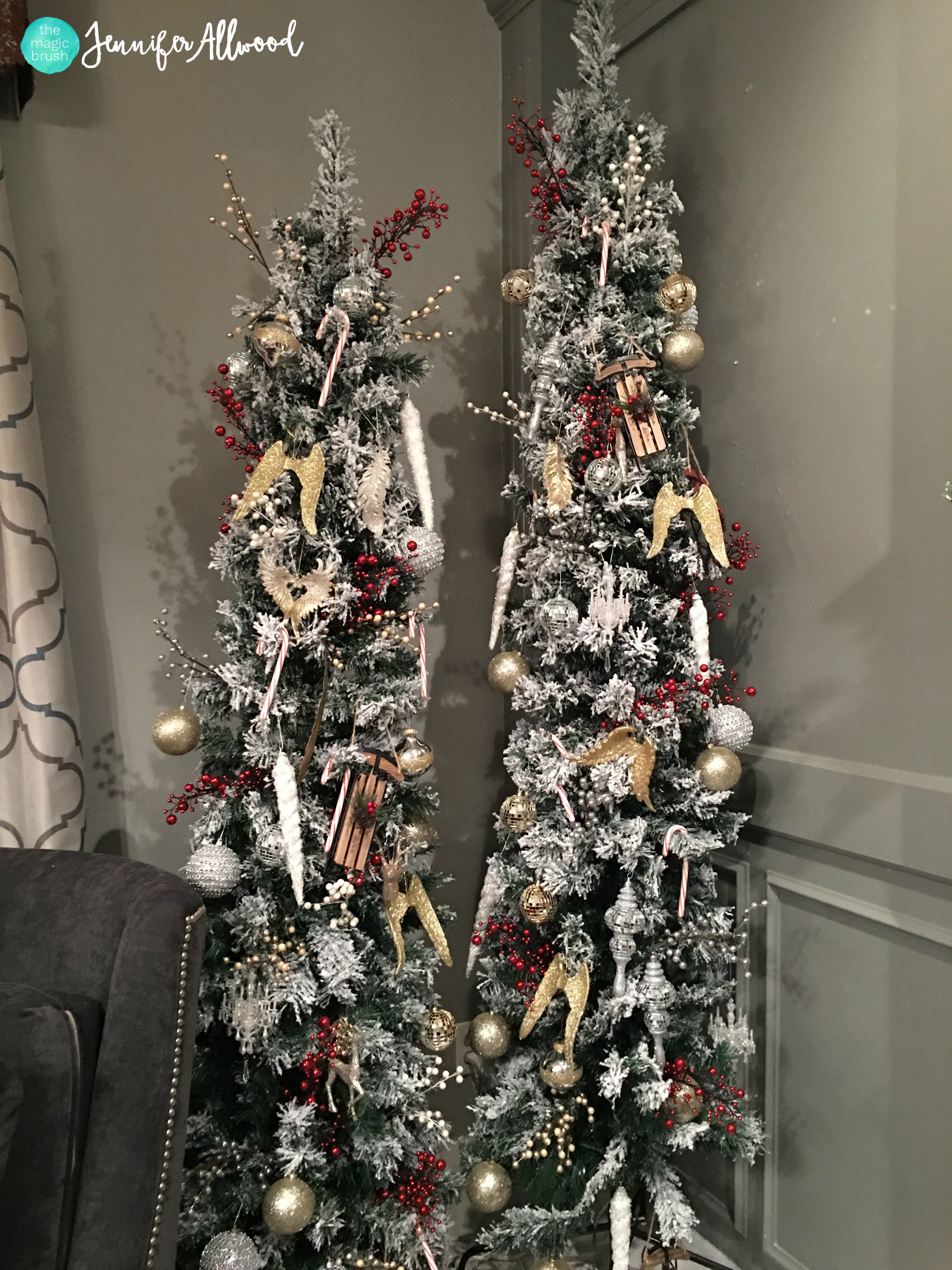 Skinny Pencil Christmas Trees Holiday Deorating Magic Brush