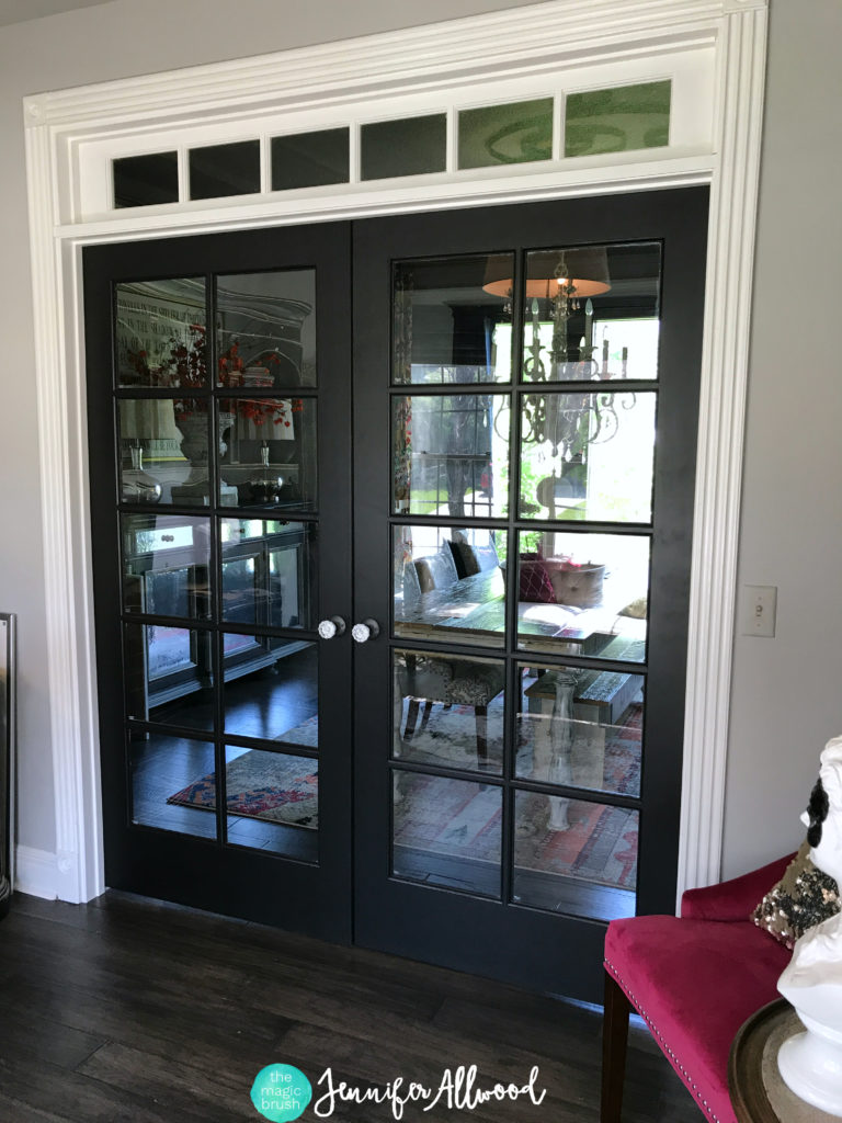 DIY Painted Black French Doors by Jennifer Allwood