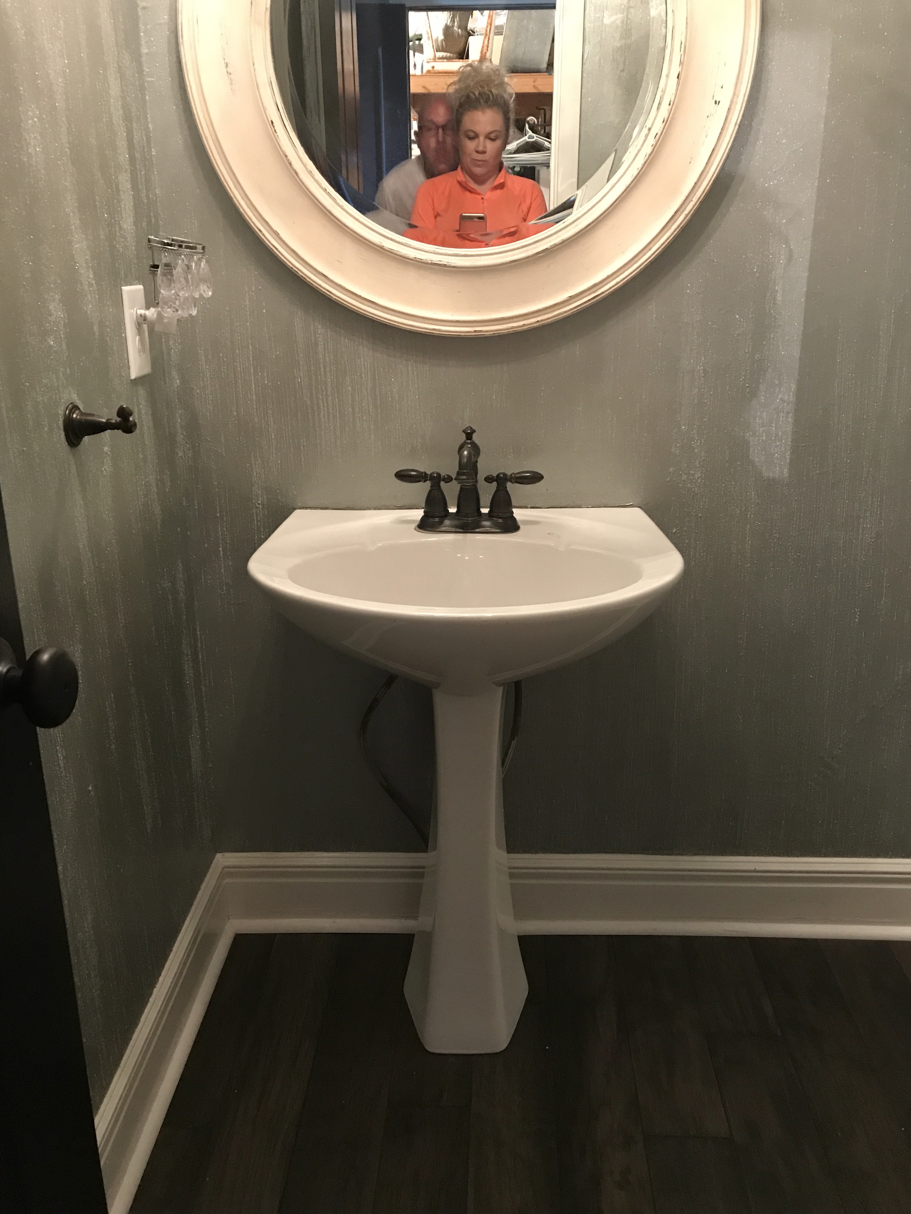 How to turn a bathroom pedestal sink into a vanity with a cabinet. 