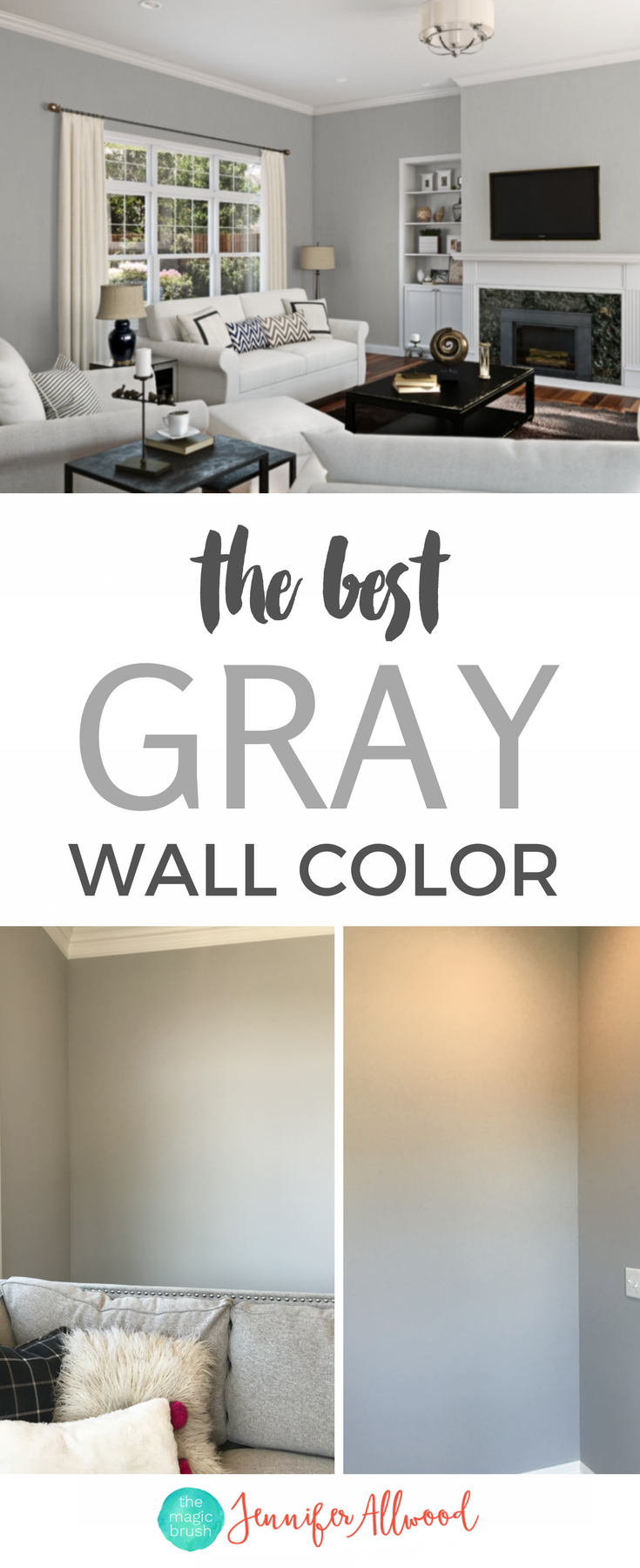 The best GRAY wall color by Jennifer Allwood #graypaintcolors #lightfrenchgray #sherwinwilliams #homecolors #wallcolors