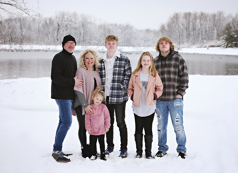 family photo in the snow