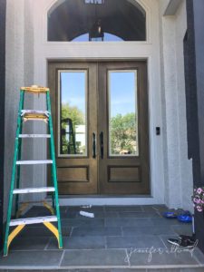 progress photo of gold front door